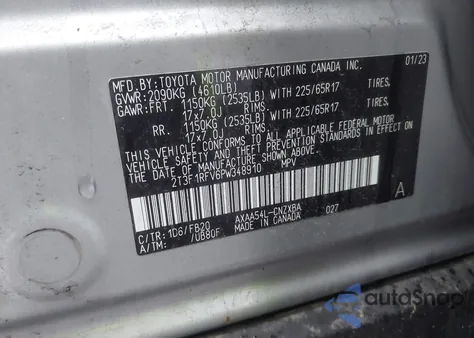 2023 Toyota Rav4 Le from USA, damaged, VIN 2T3F1RFV6PW348910